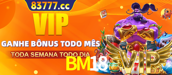 Banner promocional do BM18 oferecendo 100% de recompensas adicionais contínuas para quem fizer o login diário (Daily sign-in), com um mascote de coelho.