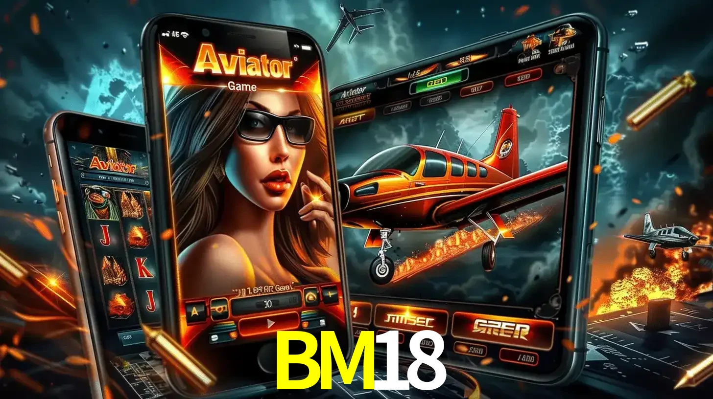 O popular jogo de apostas Aviator exibido em vários celulares e tablets, mostrando a interface emocionante e a ação de voo disponíveis para jogar agora no BM18.